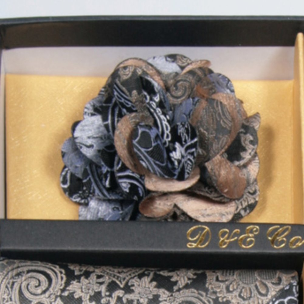 6 Piece Silver Gold Black Necktie & Bow Tie Set - Picture 3 of 6